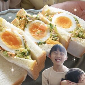 卵と春キャベツのサンドイッチ
